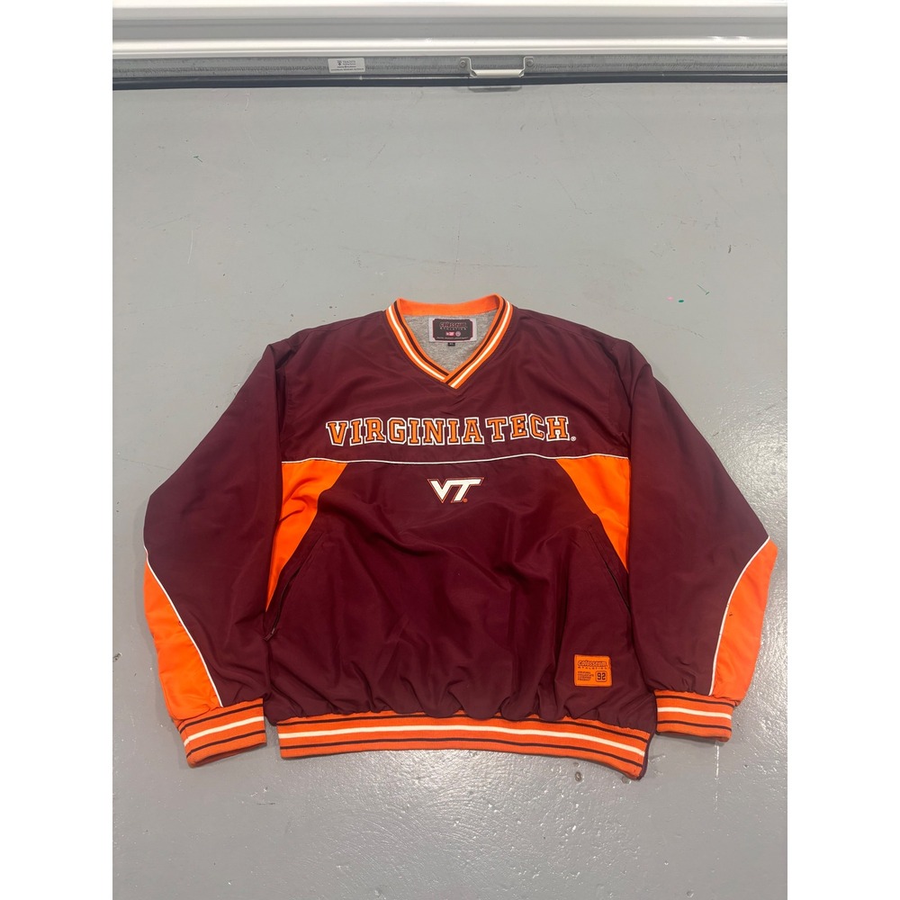 Vintage Colosseum Virginia Tech Hokies Windbreaker Pullover Maroon Orange XL